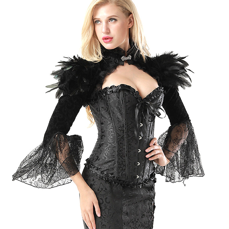 Black Neck Corset with Gloves Goth High Collar VICTORIAN STEAMPUNK shrug :  : Clothing, Shoes & Accessories