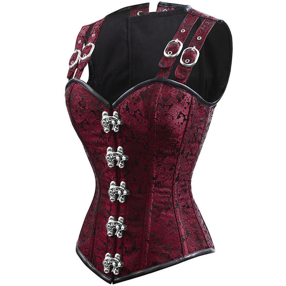 "Callie" Gothic Steampunk Corset with Shoulder Buckles