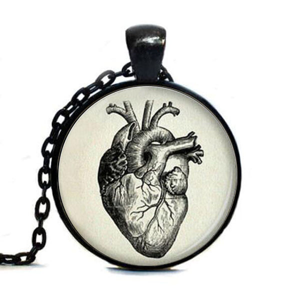 Steampunk "Vintage Anatomical Heart Drawing" Pendant
