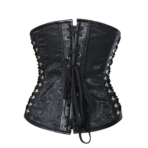 "Angelica" Gothic Industrial Black Underbust Corset with Side Lacing