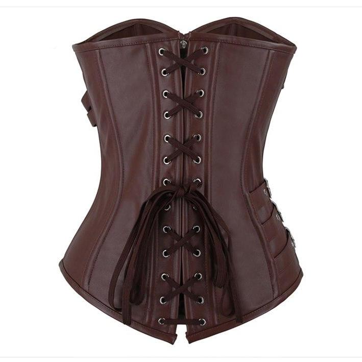 Gothic Clothing - Sheena Industrial Goth PU Leather Overbust Corset –  Gothikco