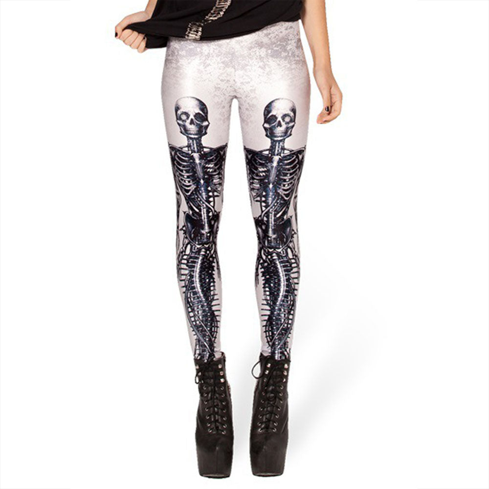 Goth Clothing - Mechanical Skeleton Gothic Print Leggings
